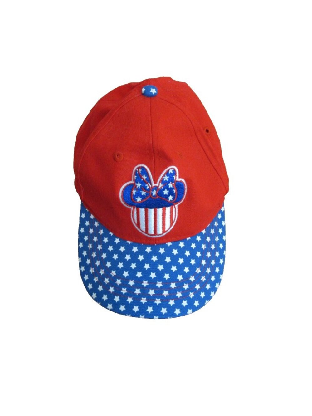 Disney Minnie Mouse USA Patriotic Girls Adjustable Baseball Cap Hat Red White Bl